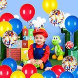 80-Pack Red, Yellow & Blue Latex+Confetti Balloons for Paw & Circus Parties