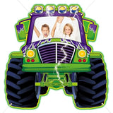 Monster Truck Photo Booth Props For Green And Purple Truck Party Supplies Large Monster Photo Background Party Games Banner For Boys Baby Shower Happy Birthday Theme Celebration Decoration 70 * 67In