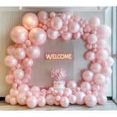 Pearl Pink Balloons Double Stuffed Pastel Light Pink Balloon Arch Kit Thick Latex Different Sizes 18/12/5In Balloon Garland For Valentines Day Baby Shower Wedding Birthday Party Decor