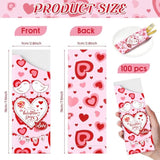 100 Pcs Valentine'S Day Silverware Bag Pink Paper Utensil Holder For Valentine'S Day Party Supplies Disposable Silverware Pocket Sleeves Cutlery Holder For Wedding Party Table Centerpiece Decor