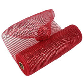 Red Mesh Ribbon Gold Deco Mesh Ribbon 10 Inch Wide Red Mesh Ribbon For Christmas Tree Metallic Mesh Roll Decorative Red Mesh Ribbon For Wreaths Garland Swag Basket Craft Supplies (30 Feet)