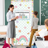 Spring Composition Notebook Classroom Door Cover Green Floral Butterfly Rainbow Hanging Banner Back To School First Day Of School Welcome Backdrop Wall Door Decor For Kindergarten Preschool Elementary