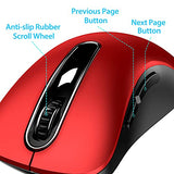 2.4G Wireless Mouse, 1400 Dpi Mobile Optical Cordless Mouse With Usb Receiver, Portable Computer Mice For Laptop, Pc, Desktop, Macbook, 5 Buttons, Red