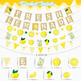 5 Pcs Lemonade Stand Decorations Lemon Sign Banner & Citrus Garland Set