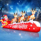 12Ft Christmas Inflatable Santa Claus On Sleigh With 3 Reindeers Outdoor Decorations, Giant Christmas Blow Up Yard Decor