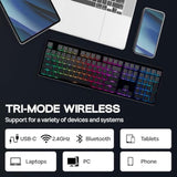 Th108 Full Size Mechanical Keyboard, Wireless Gaming Keyboard With 8000Mah Battery, Creamy Gasket, 108 Keys, Hot Swap, Custom Driver, Rgb Backlight (Black, Sea Salt Silent)