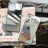Compatible With Iphone 15 Case Rectangle Mirror Case Cute For Women Girls Makeup Glass Mirror Back Design Fashion Luxury Slim Thin Protective Cover Phone Case