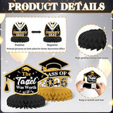 9 PCS 2026 Graduation Decorations, Graduation Honeycomb Centerpieces for Tables Centerpieces 3D Graduation Theme Party Decor Supplies,Black