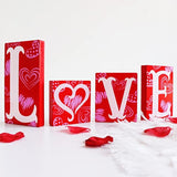 Valentines Day Decor Love Blocks Wooden Table Sign, Red Valentines Day