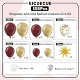 158Pcs Burgundy and Gold Balloon Garland Arch Kit Party Decorations