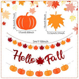 3 Pcs Hello Fall Banners - Thanksgiving Decoration With Autumn Pumpkins, Maple Leaves, Garlands, Mantel Bunting, Harvest Banners For Fireplace, Outdoors, Indoors, Party Hanging, Celebrations
