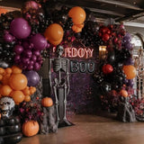 Halloween Balloon Arch: Orange, Black, Purple, Burgundy
