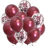 Burgundy Maroon Confetti Balloons-Wine Color Metallic Balloons For Wed