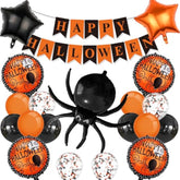 Happy Halloween Banner with Spider Balloons Black Orange Latex Balloons Party Decorations