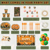 165Pc Hunting Camo Party Set with Backdrop, Balloons, Tableware & Cake Toppers