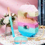 16 Inch Number Piñata Kids Birthday Party Macaron Piñata With Blindfold Stick And Confetti For Unicorn Birthday Wedding Baby Shower Decor(Number 6)