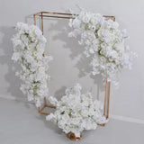 Artificial Cherry Blossom Rose Wedding Arch Flowers, Wedding Welcome Signs Floral Greenery Arrangements, Fake Flower Garland Green Leaves Rose For Home Decor Ceremony Backdrop Decor (Main Flower)