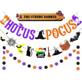 Upgraded, 3Pcs Hocus Pocus Decor, Halloween Hocus Pocus Banner (Premium Glitter), With 12Pcs Hallo Ween Sign Hanging Paper, 1 Set Garland, Witches Halloween Decorations, For Indoor Home Office Wall