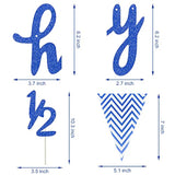 Pre- Strung Half Birthday Decorations Set 6 Months Happy 1/2 Birthday Banner, Glitter 1/2 Half Year Cake Topper, Triangle Flag Banner For Baby Shower Party Photoshoot Props(Dark Blue)