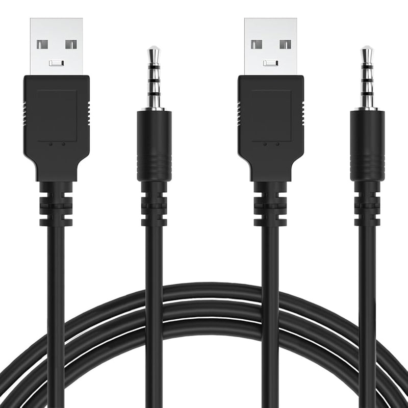 2-Pack 3.3Ft Aux To Usb 3.5Mm Charging Cable, Usb 2.0 Type A Male To 3.5Mm 1/8