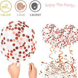 50-Pack Rose Gold Confetti Balloon Set with Metallic & White Balloons for Weddings and Parties