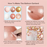 Rose Gold Balloons Garland Arch Kit, Rose Gold Pink White Confetti Balloons For Women Girls Princess Engagement Bridal Shower Wedding Bachelorette Brithday Party Decoration………
