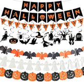 Halloween Party Decorations Set Trick or Treat Banner Bat Ghost Pumpkin Garland