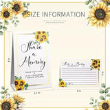 50 Pcs Sunflower Share A Memory Cards Sign Place Seating Place Cards For Celebration Of Life Decorations Wedding Funeral Bridal Shower Birthday Anniversary(Black Font)