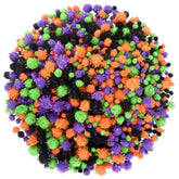 1200 Pieces Halloween Glitter Pom Poms in 4 Sizes for DIY Crafts & Party Decorations