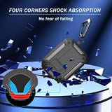 For Airpods Pro Case Cover With Cleaner Kit, Military Hard Shell Protective Armor With Lock For Airpod Pro Charging Case, Front Led Visible,Black