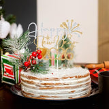 Happy New Year 2026 Cake Topper Gold Glitter Party Decorations