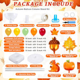 2 Set Fall Pumpkin Balloon Column Kit 177Pcs Autumn Maple Leaf Tower Decor