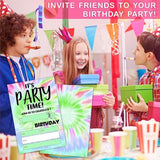 It'S Party Time! Birthday Invitations, Tie Dye Theme Birthday Party Invite Cards For Boys & Girls - 20 Double Side Fill-In Invites With Envelopes, Party Favor & Decorations - 29