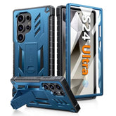 For Samsung Galaxy S24-Ultra Case: Military Grade Drop Proof Protection Cases With Kickstand | Shockproof Rugged Hard Phonecase Heavy Duty Matte Textured Protective Cover - 6.8 Inch Blue