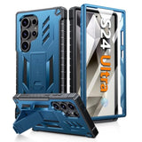 For Samsung Galaxy S24-Ultra Case: Military Grade Drop Proof Protection Cases With Kickstand | Shockproof Rugged Hard Phonecase Heavy Duty Matte Textured Protective Cover - 6.8 Inch Blue