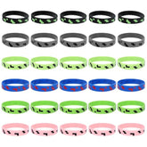 30Pcs Pixel Silicone Bracelets, Pixel Theme Party Favors Funny Game Themed Wristbands For Birthday Party Celebration Decorations Supplies