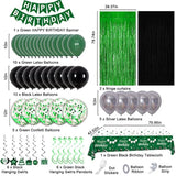Green And Black Party Decorations For Men Women Boys Girls - Birthday Supplies With Happy Birthday Banner, Tablecloth, Fringe Curtains, Streamers, Confetti, Balloons