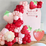167Pcs Strawberry Balloon Arch Kit with Red & Pink Balloons for Baby Shower Birthday