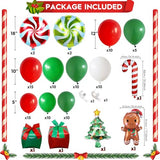 Christmas Balloon Arch Kit 106PCS Red Green White Latex Balloons Garland with Gift Box Candy Cane Merry Christmas Tree Gingerbread Foil Balloons for Xmas Holiday New Year Party Decortaions Supplies