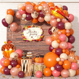 Fall Balloon Arch Kit with Orange Burgundy Pink Nude Balloons for Thanksgiving Party