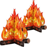 2 Set Fake Fire Fake Flame Camping Decoration 3D Cardboard Campfire Centerpiece Artificial Flames Campfire Party Decoration For Camp Bachelorette Christmas Party(16 X 13 Inch,Gold Orange)