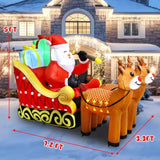 7.2Ft Christmas Inflatable Santa On Sleigh With 2 Reindeer, Inflatable Christmas Santa Sleigh Decorations With Build-In