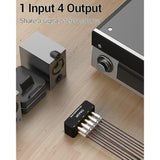 As-R1 4 Way Rca Audio Splitter Box, 4-Channel Stereo Rca Splitter, Passive Aud