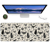 Gothic Cat And Skull Gaming Mouse Pad – 12X31.5In Non-Slip Rubber Desk Mat With Vintage Occult Design – Large Extended Mousepad For Office, Home – Deskmat Gifts For Goth And Dark Art Decor