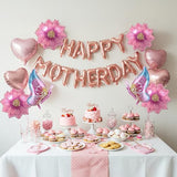 Mother's Day Decoration 16 Inch Rose Gold Happy Mothers Day Banner Letter Balloons with Flower and Butterfly Foil Balloons for Mom Celebration Party Decorations
