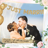Pre Strung Just Married Banner Glitter Wedding Party Banner No Diy Just Married Sign Wedding Ceremony Decorations For Photo Booth Props Wedding Shower Party Decor(Champagne Gold)