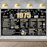 Large 50Th Birthday Banner Backdrop Decorations For Men Women, Black Gold Back In 1975 50 Birthday Sign Party Supplies, Happy 50 Year Old Bday Background Decor For Outdoor Indoor