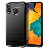 Samsung A20 and A30 Soft TPU Slim Fashion Anti-Fingerprint Non-Slip Protective Phone Case Cover for Galaxy A20/A30 (Black Brushed TPU)