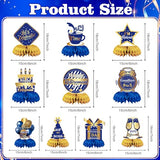 10Pcs Retirement Party Decorations Blue Gold Honeycomb Centerpiece