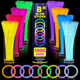 1000 Pc 8 Inch Glow Sticks with Connectors for Parties Concerts and Holidays